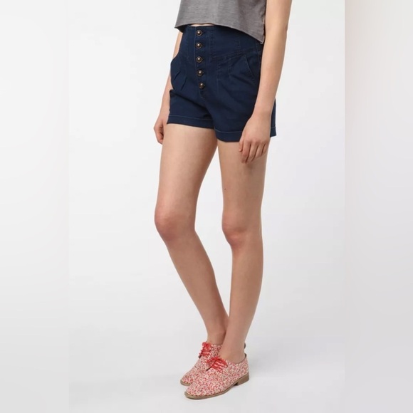 Anthropologie Urban Outfitters Pins and Needles High Rise Button Up Shorts - Picture 2 of 8